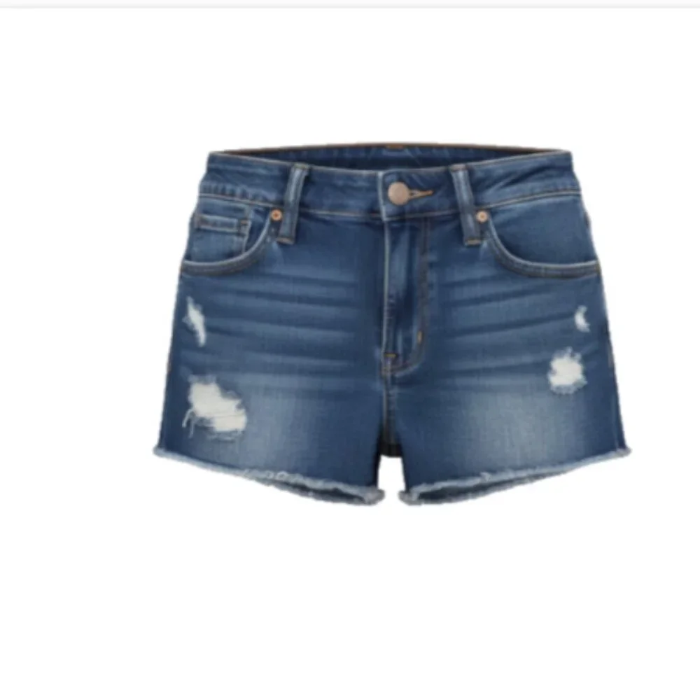 American Eagle Outfitters Distressed Denim Shorts Size 4 Raw Hem Blue Festival